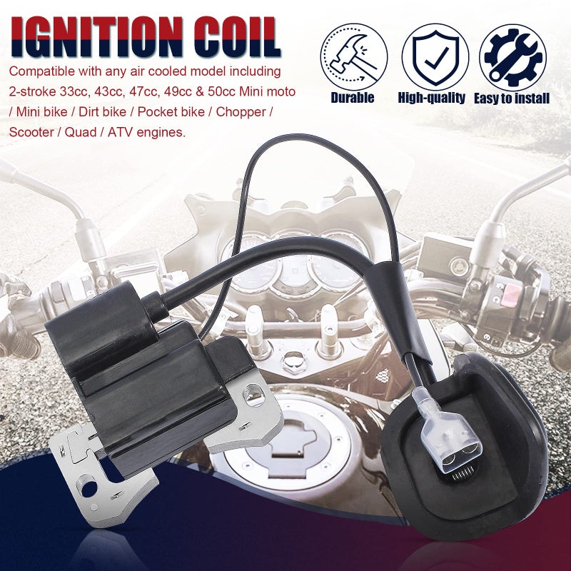 QAZAKY Ignition Coil for 2-stroke 33cc 43cc 47cc 49cc 50cc Mini Moto Dirt Pocket Bike Chopper Scooter Kids Quad ATV Minimoto - Image 3